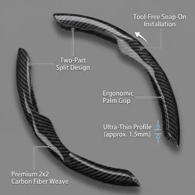 Two Part Carbon Fiber / Wood Grain Texture Steering Wheel Cover_img_16