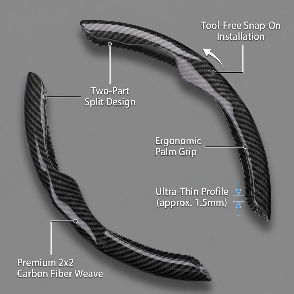 Two Part Carbon Fiber / Wood Grain Texture Steering Wheel Cover_img_16