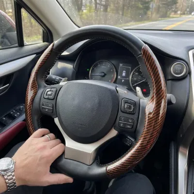 Two Part Carbon Fiber / Wood Grain Texture Steering Wheel Cover_img_21