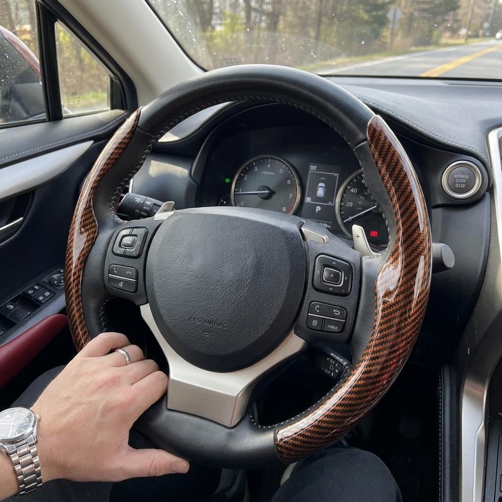Two Part Carbon Fiber / Wood Grain Texture Steering Wheel Cover_img_21