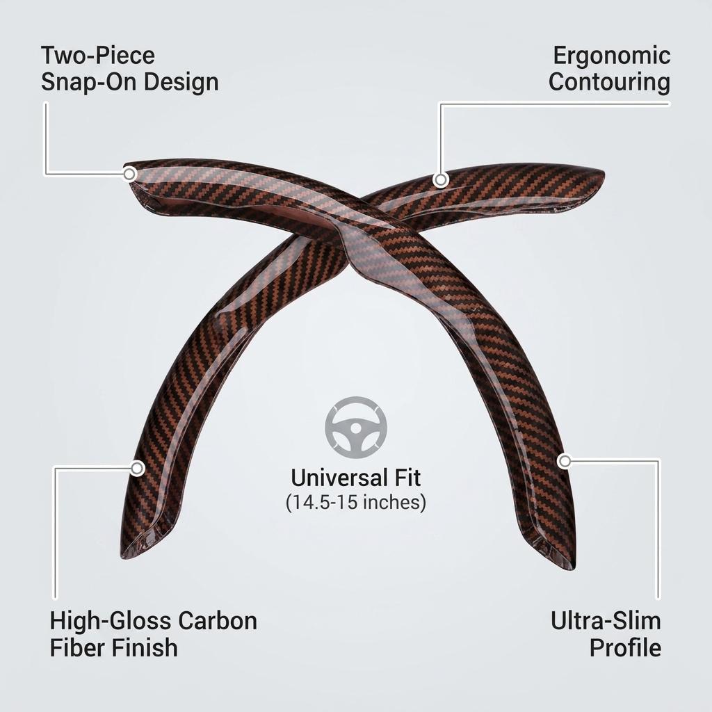 Two Part Carbon Fiber / Wood Grain Texture Steering Wheel Cover_img_24