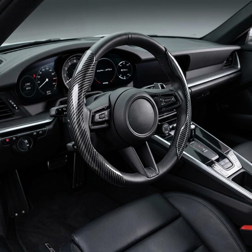 Two Part Carbon Fiber / Wood Grain Texture Steering Wheel Cover_img_28