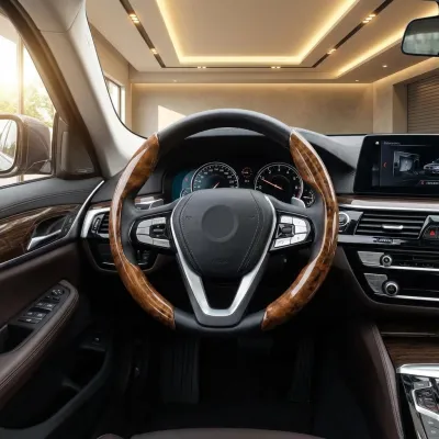 Two Part Carbon Fiber / Wood Grain Texture Steering Wheel Cover_img_32