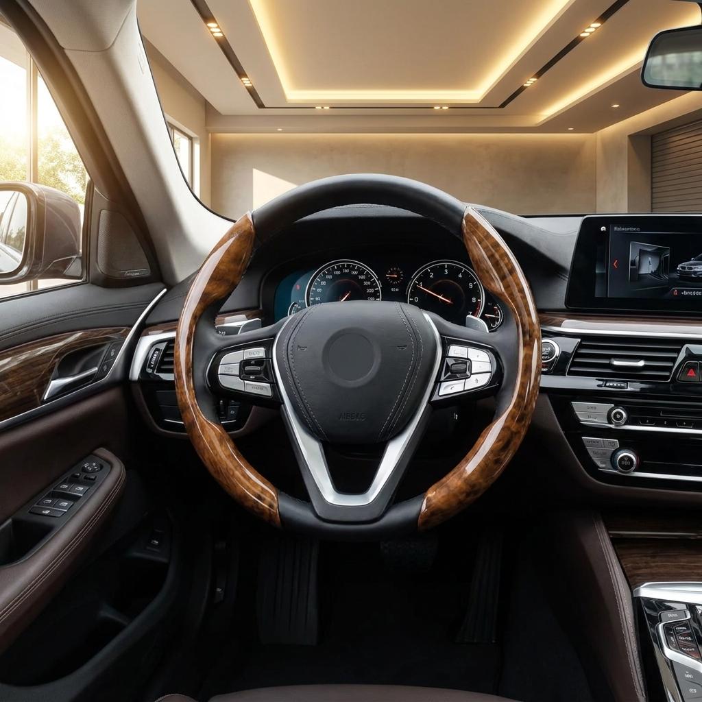 Two Part Carbon Fiber / Wood Grain Texture Steering Wheel Cover_img_32