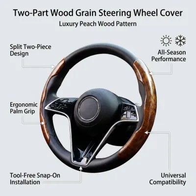 Two Part Carbon Fiber / Wood Grain Texture Steering Wheel Cover_img_33