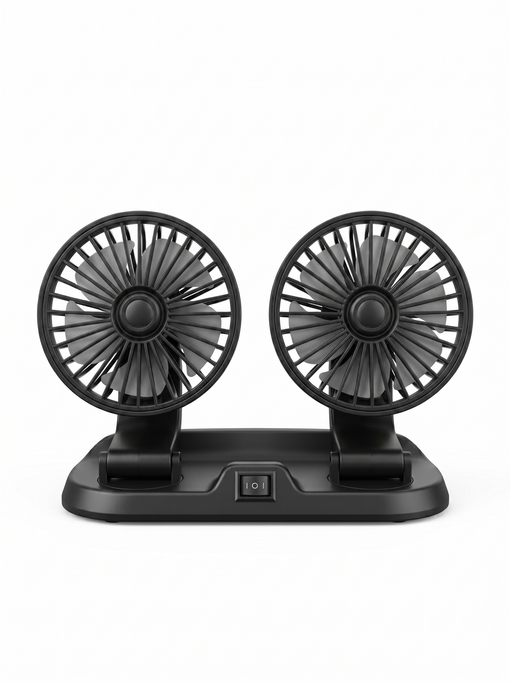 Premium 12V Dual Head Car Cooling Fan With Integrated Rear Parking Phone Number Display_img_0