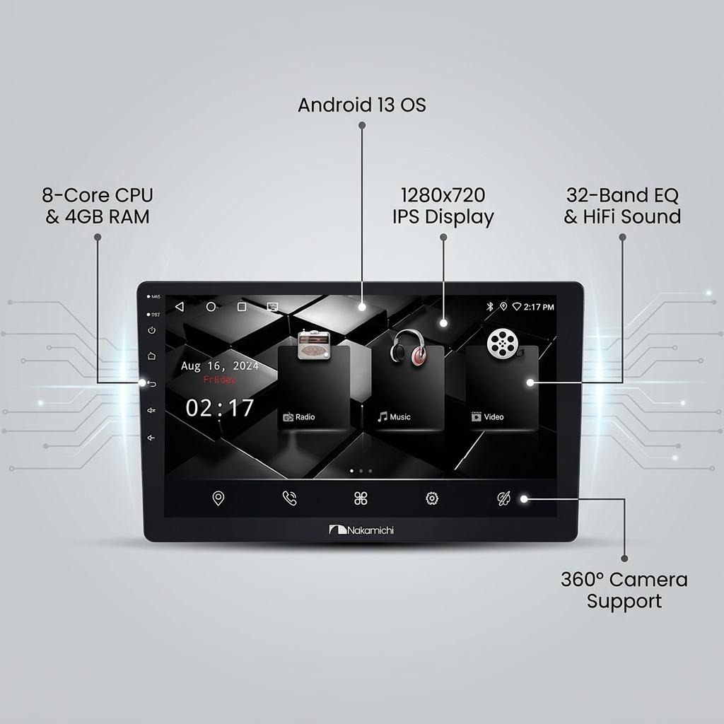 Nakamichi NAM5710 Octa-Core Android Multimedia Receiver (4GB RAM + 64GB ROM) with 32-Band DSP & 360° Camera Support_img_3