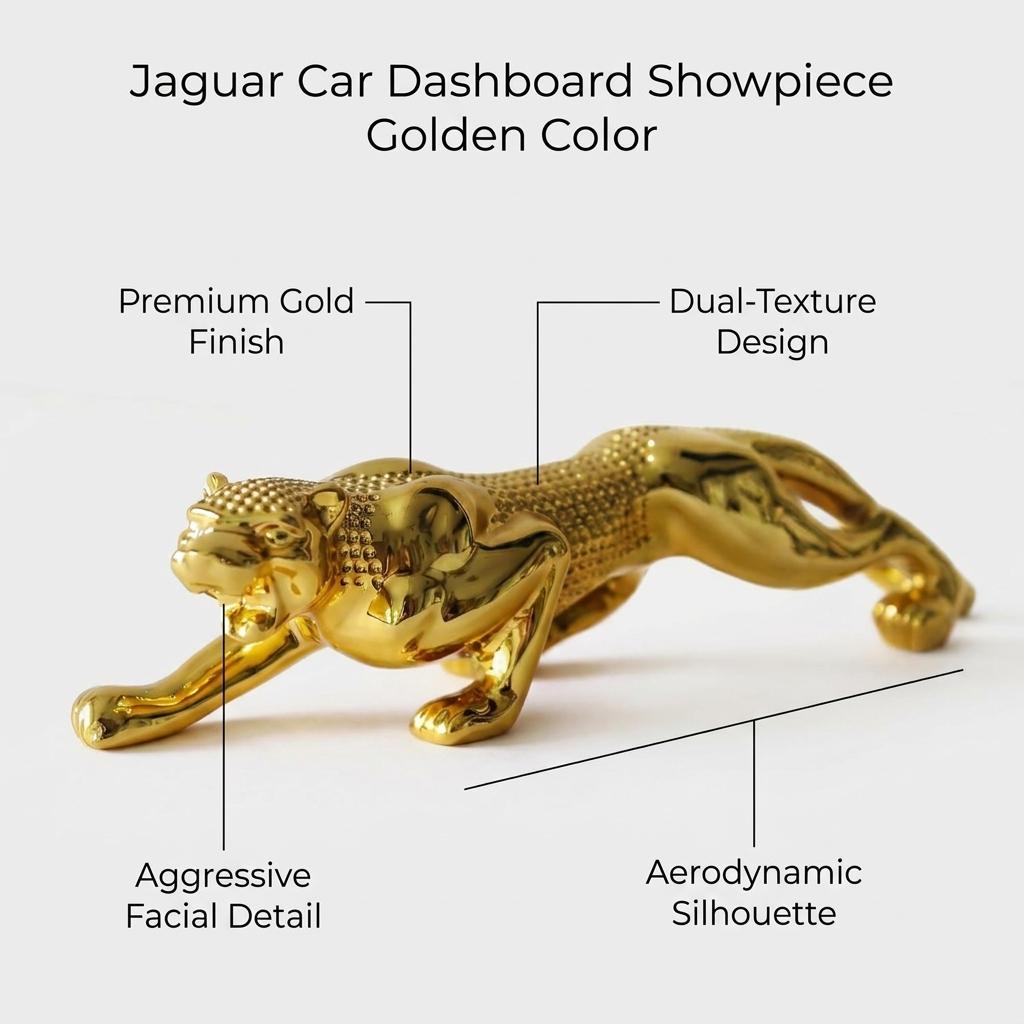 Jaguar Car Dashboard Showpiece Golden Color_img_2