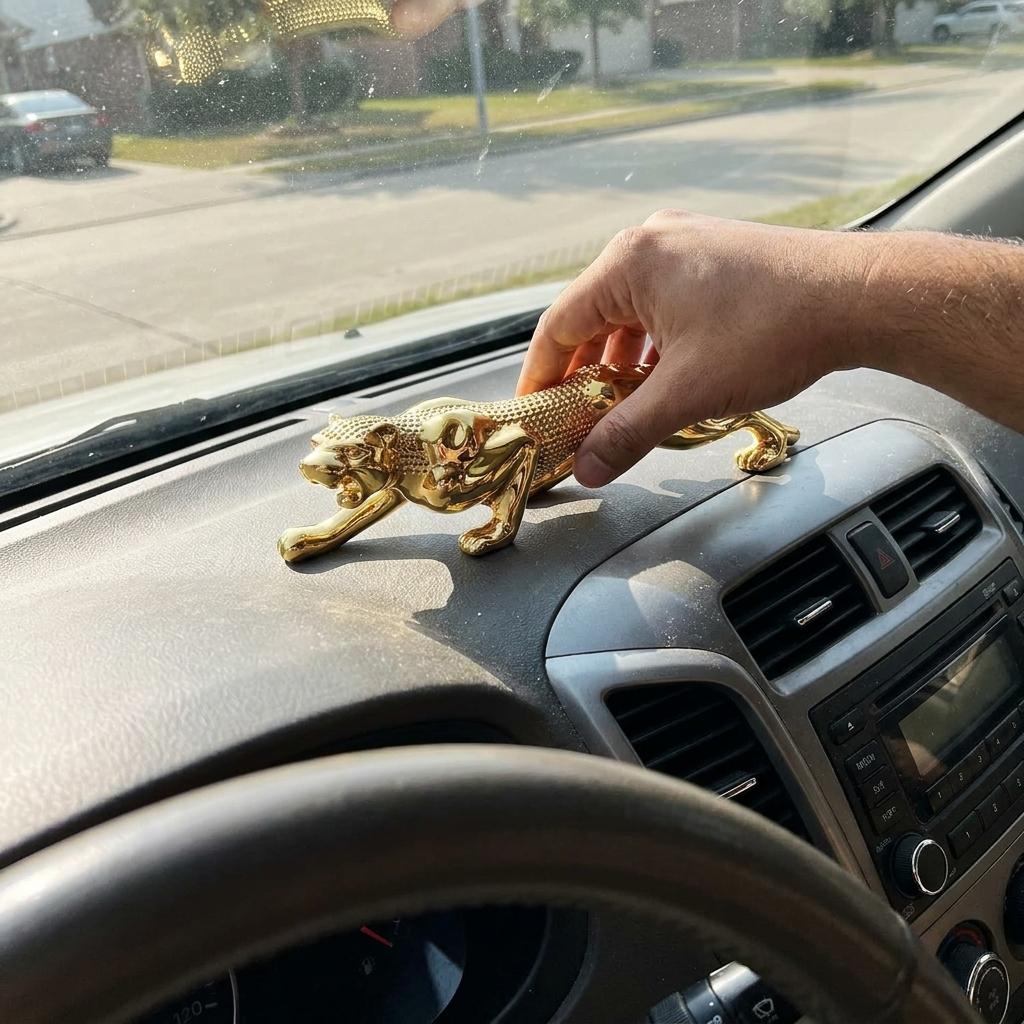 Jaguar Car Dashboard Showpiece Golden Color_img_3