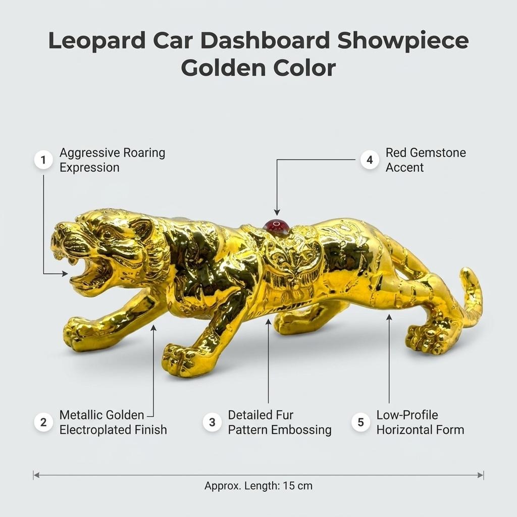 Leopard Car Dashboard Showpiece Golden Color_img_2