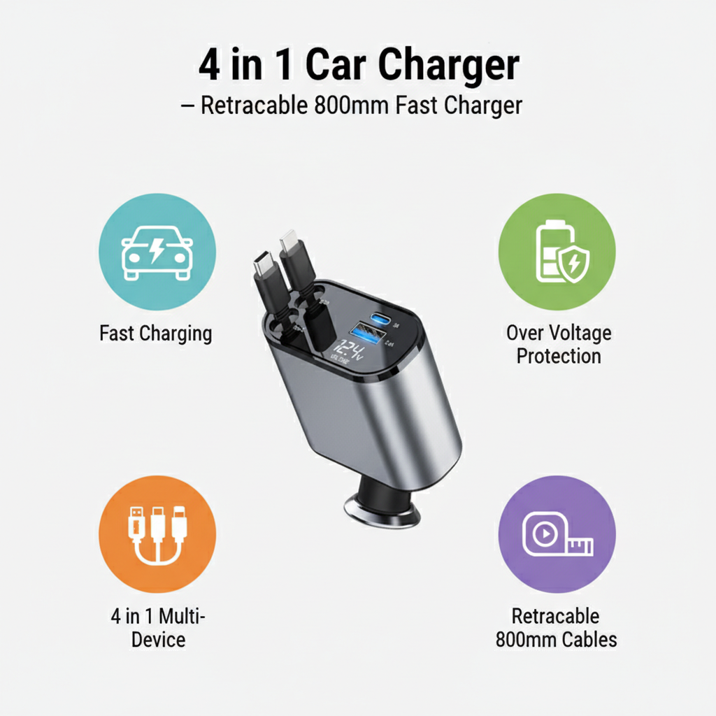 4 in 1 Charger for Car – Retractable 800mm Fast Charger_img_3