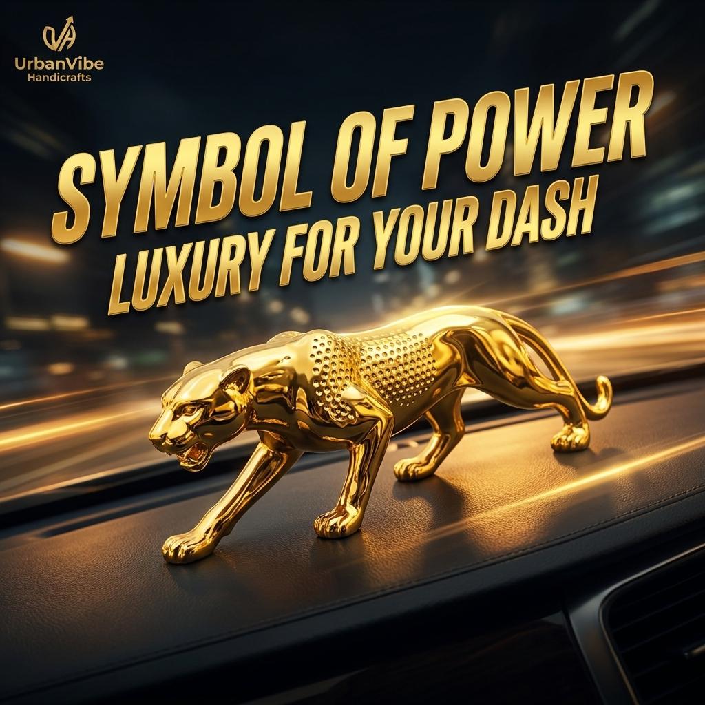 Jaguar Car Dashboard Showpiece Golden Color_img_4