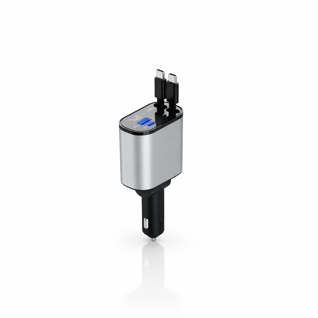 4 in 1 Charger for Car – Retractable 800mm Fast Charger