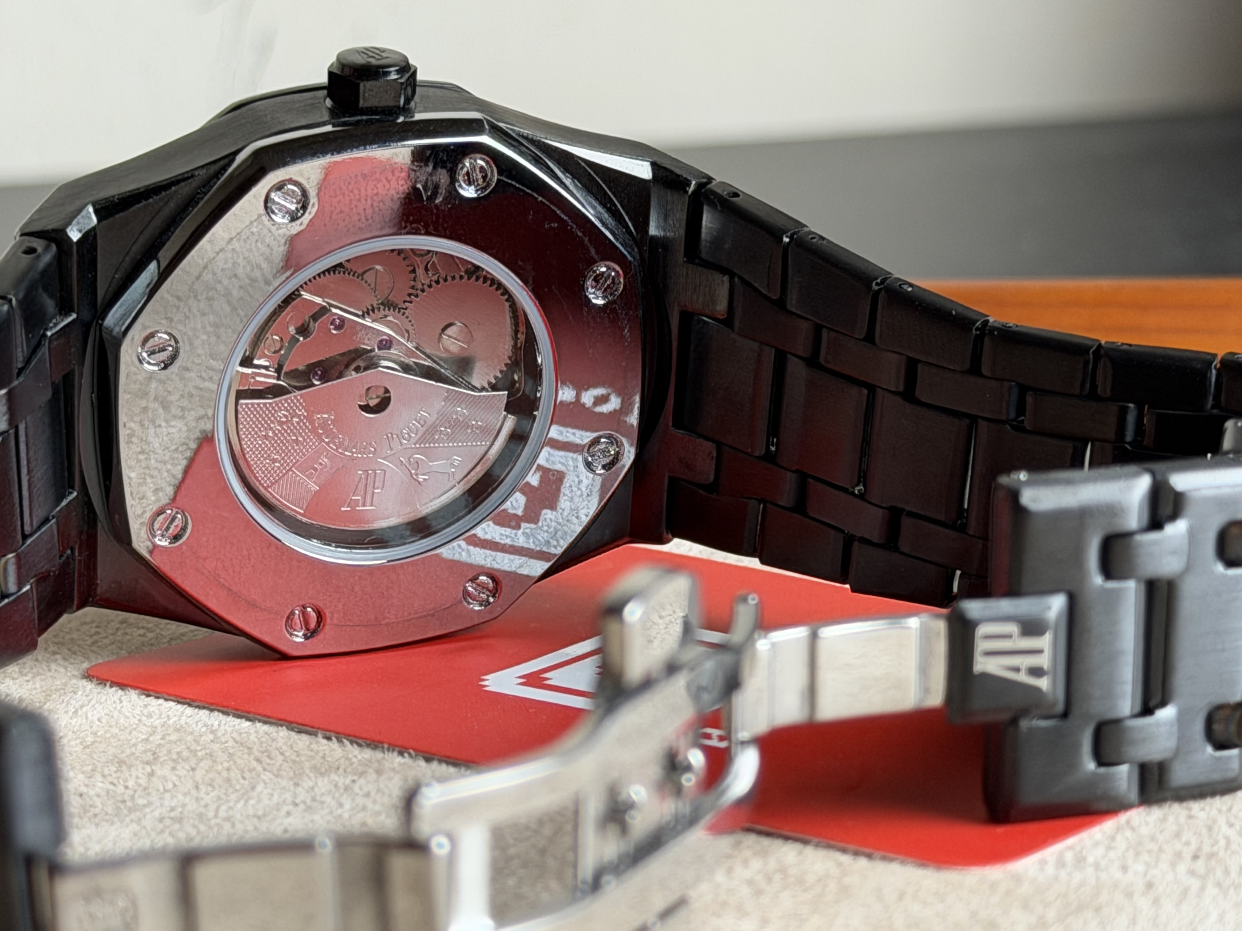 AP Skeleton Glass Watch Full Black thumbnail 3