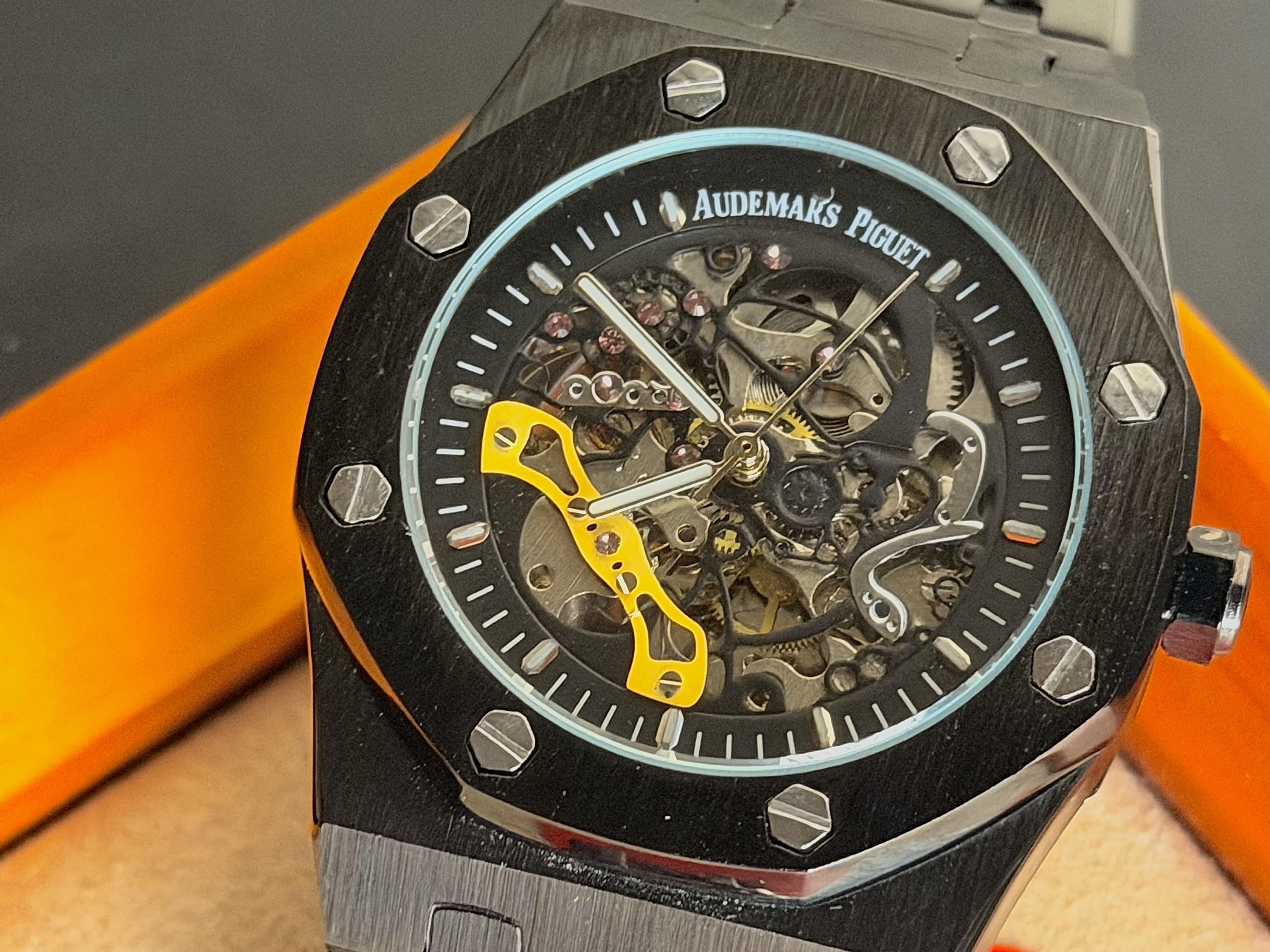 AP Skeleton Glass Watch Full Black thumbnail 2