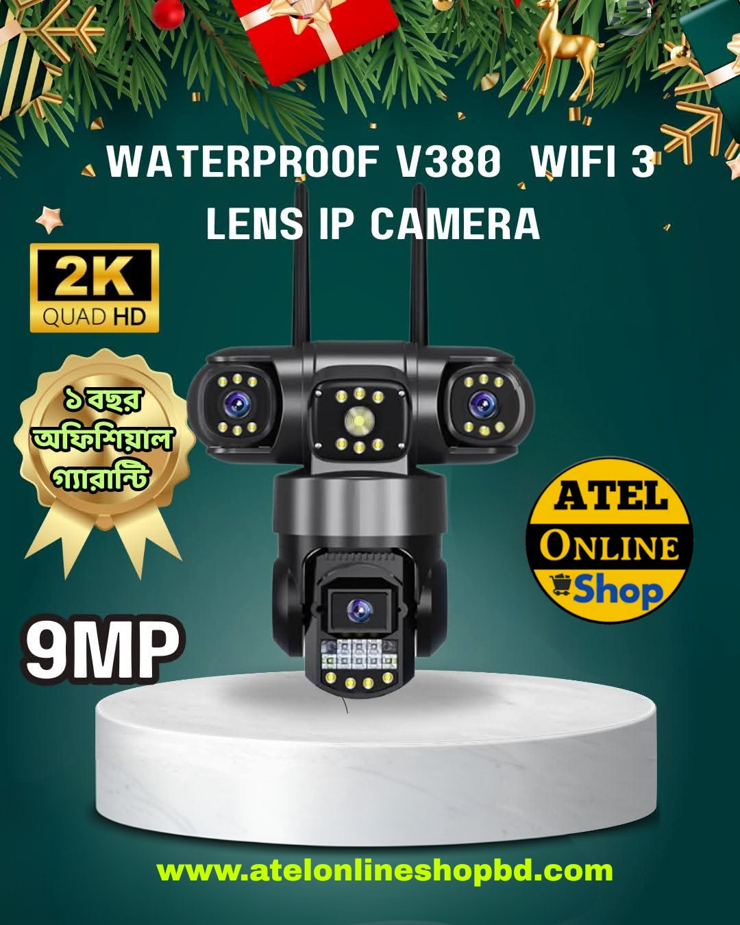 Waterproof  3 Lens Wifi 3Mp Camera