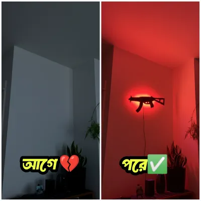 ⚡ UMP-9 3D RGB ওয়াল লাইটিং | প্রিমিয়াম অ্যানিমে ও গেমিং ভাইবসের জন্য পারফেক্ট চয়েস! 🌌_img_4