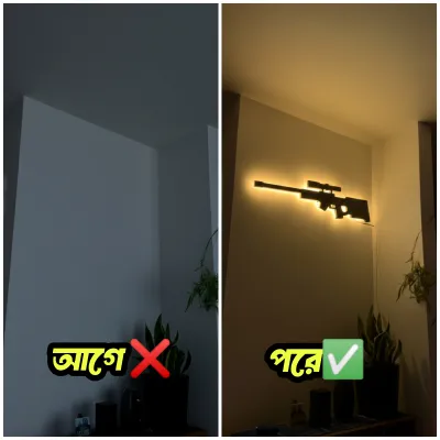 🎯 AWM 3D RGB ওয়াল লাইট | স্নাইপার ডিজাইনের প্রিমিয়াম গেমিং ডেকর লাইট! 🌌_img_1