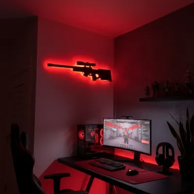 🎯 AWM 3D RGB ওয়াল লাইট | স্নাইপার ডিজাইনের প্রিমিয়াম গেমিং ডেকর লাইট! 🌌_img_2