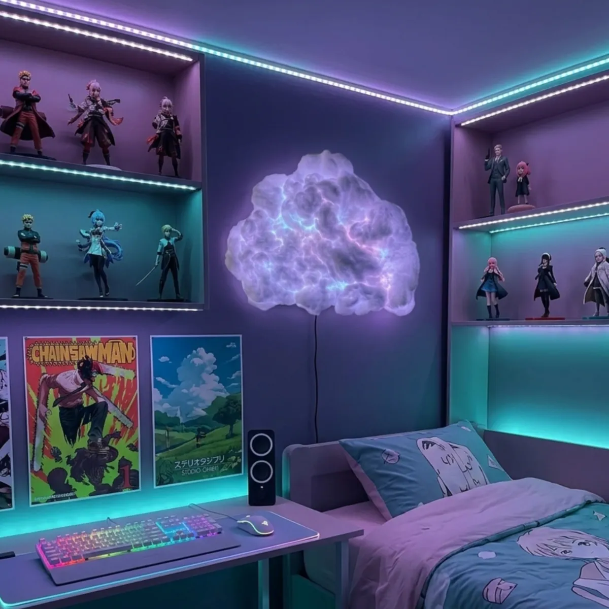 ☁️ RGB Cloud Wall Light With Remote Control | Aesthetic Room Decor Light!
