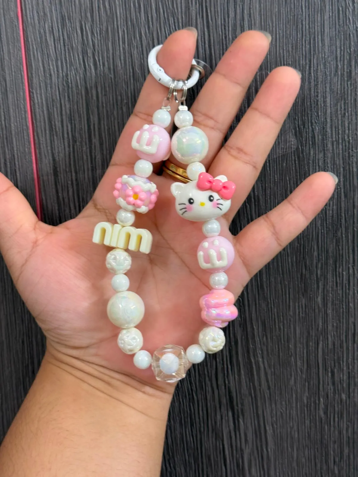 Hello Kitty Dessert Beaded Phone Charm Wrist Strap