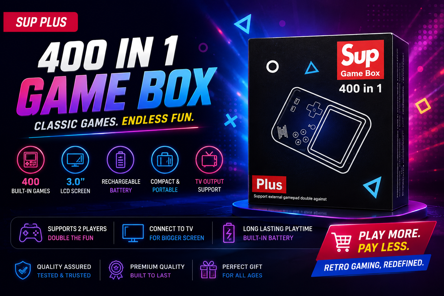 SUP Plus 400 in 1 Game Box – Retro Gaming console