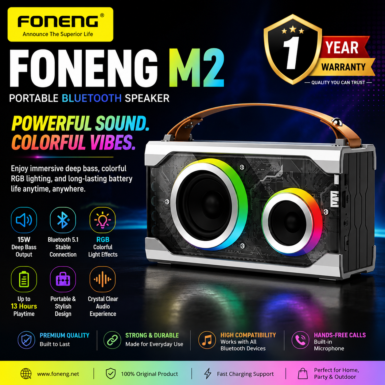 FONENG M2 Portable Bluetooth Speaker