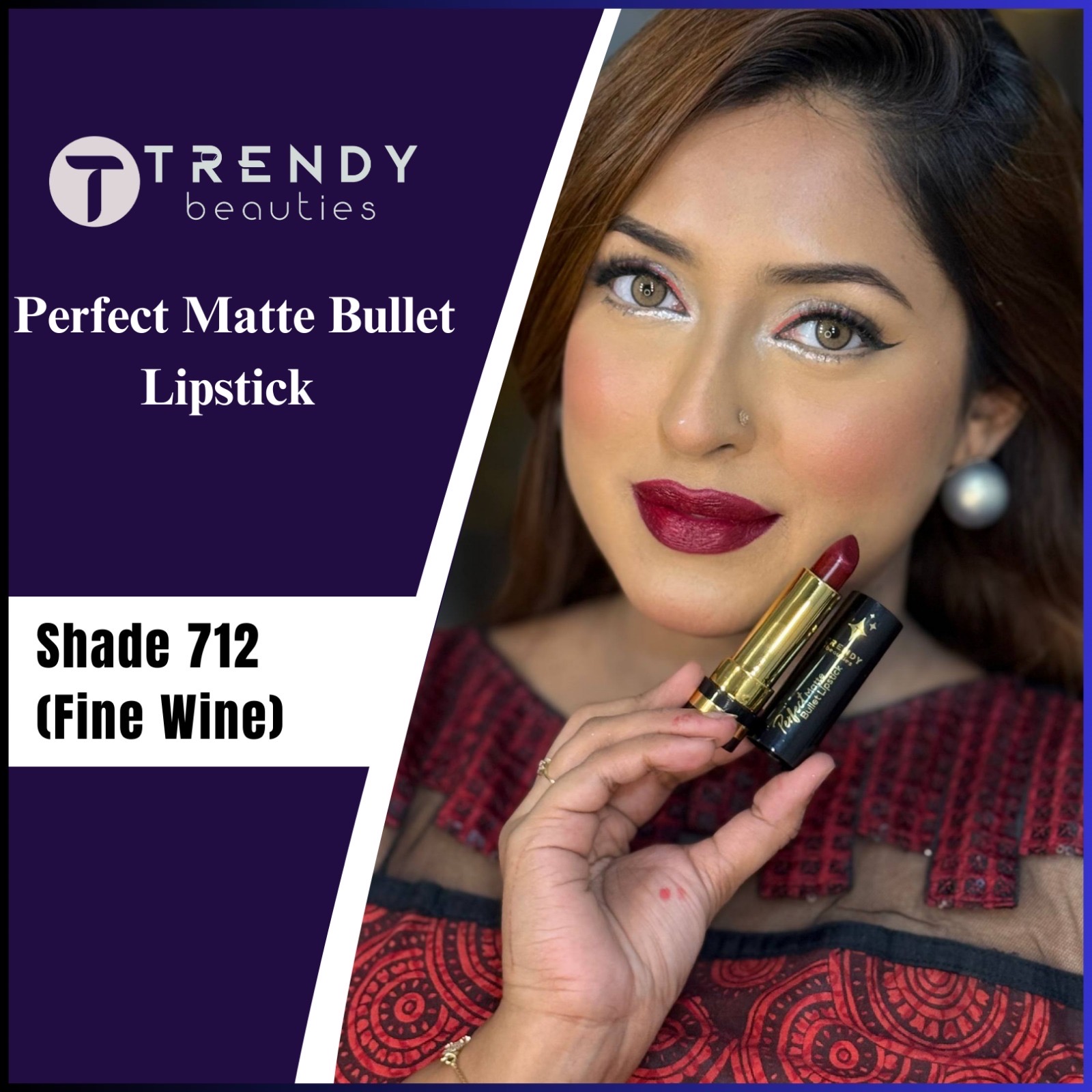 Trendy Beauties Bullet Lipstick - 712 (Fine Wine)