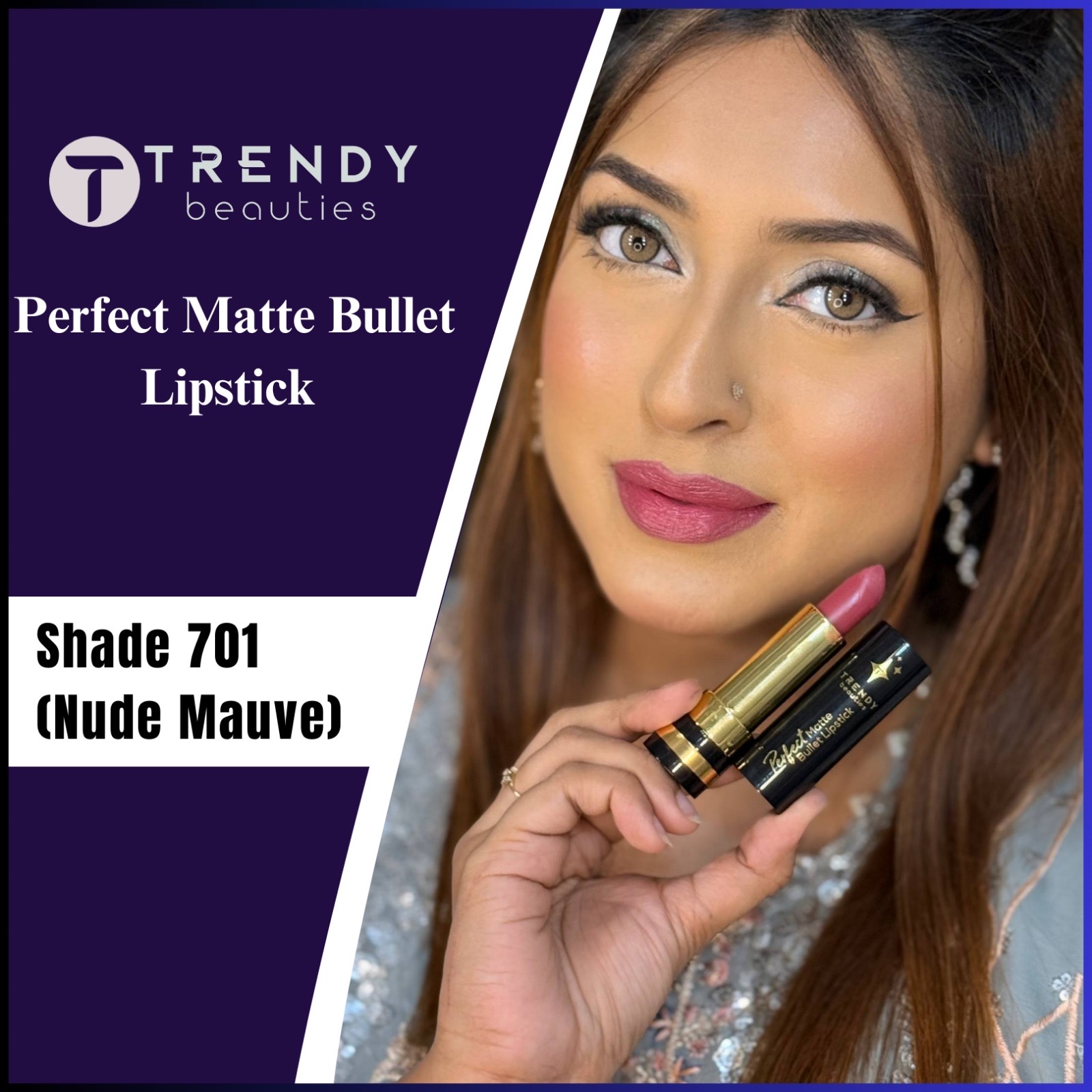 Trendy Beauties Bullet Lipstick - 701 (Nude Mauve)