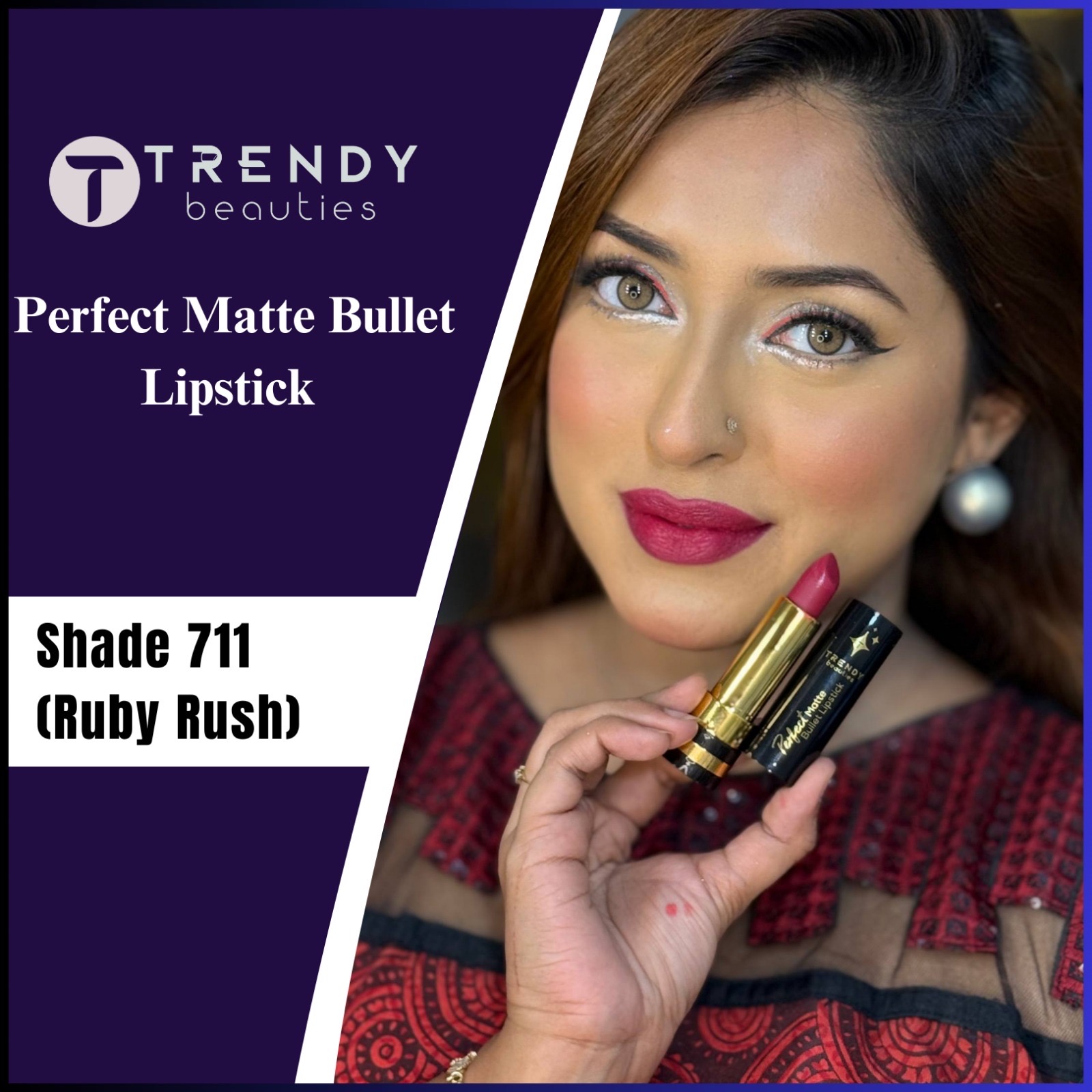 Trendy Beauties Bullet Lipstick - 711 (Ruby Rush)