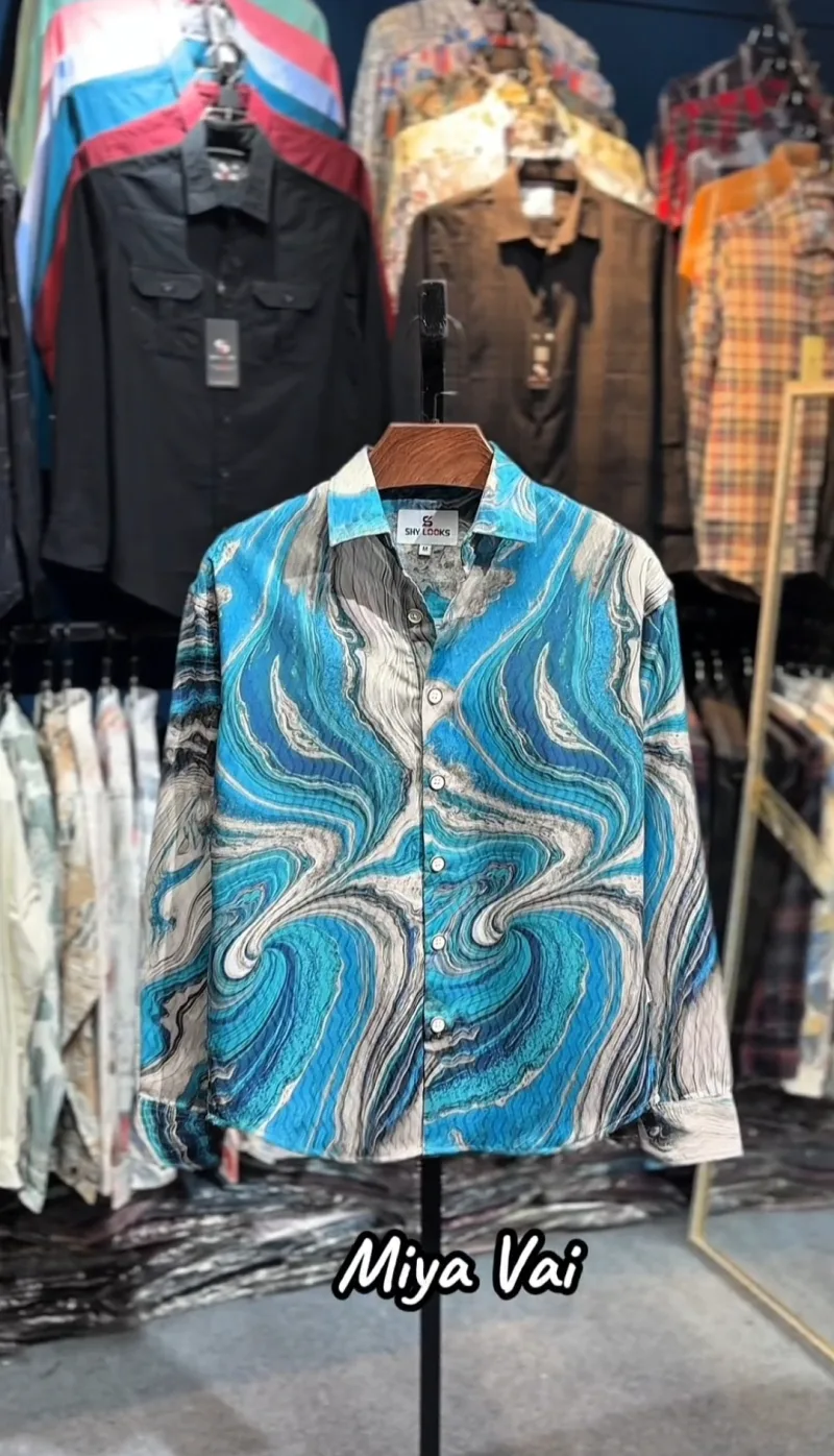 Luxury Marvel Print Full Sleeve Shirt Blue
