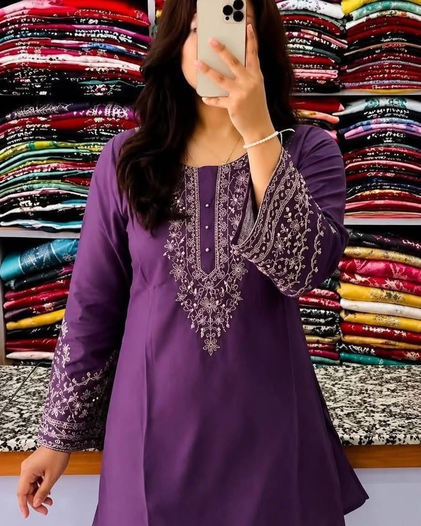 Premium Embroidery kurti tops thumbnail 2