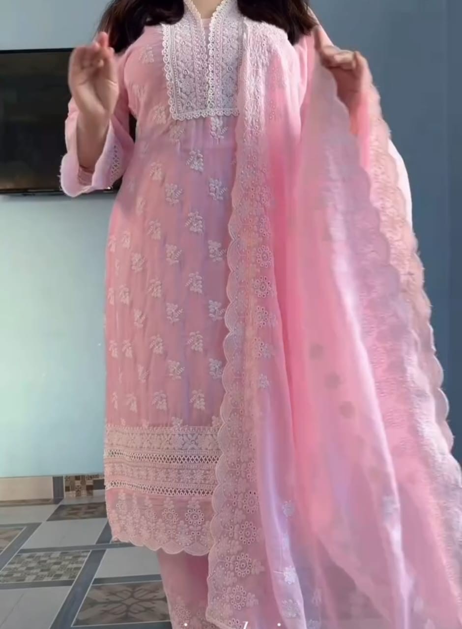 🎉 ফ্রি ডেলিভারি অফার! 🎉Noor-E-Gul Pakistani Inspired cotton set thumbnail 4