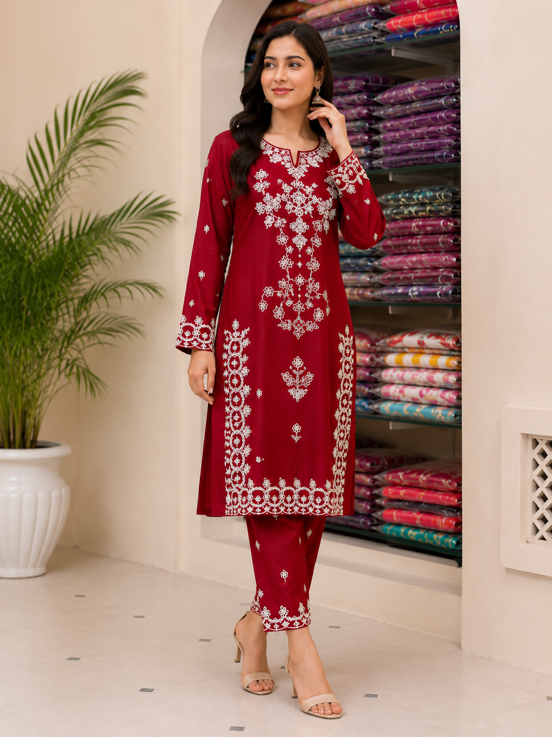 Meroon Embrodury 2 Piece