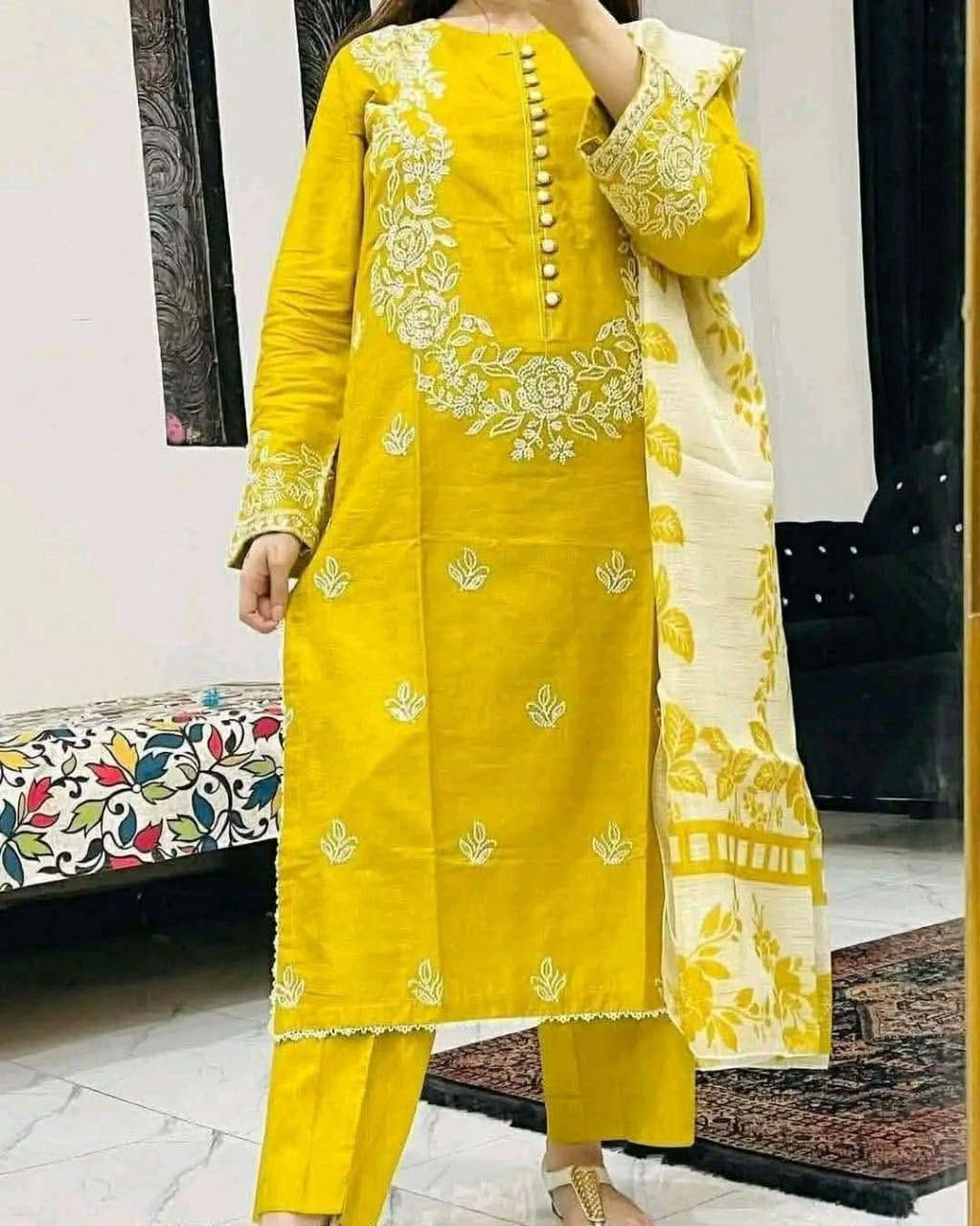 Premium Women's 3-Piece Embroidered Dress Set