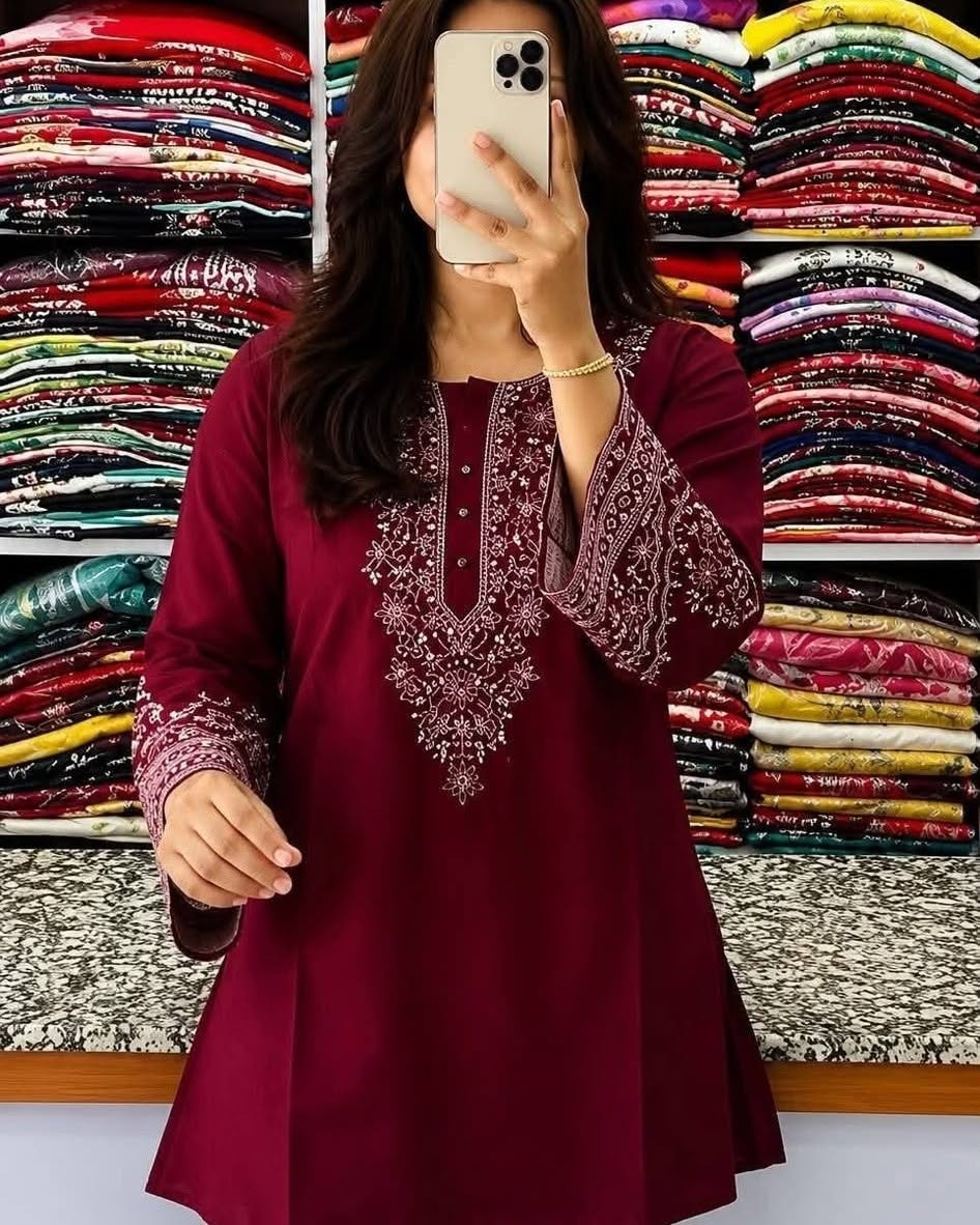 Premium Embroidery kurti tops thumbnail 5