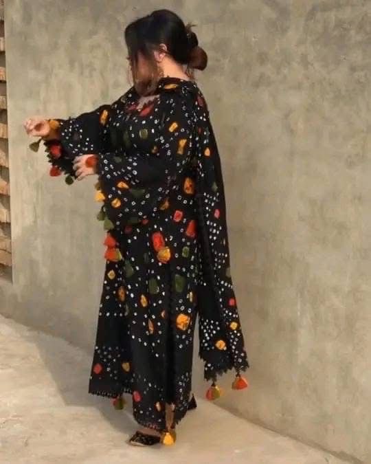 Soft Arabic Linen Full Size handamde Chunri Shirt And Trouser Sleeves Alag hai 3PC Dress thumbnail 2