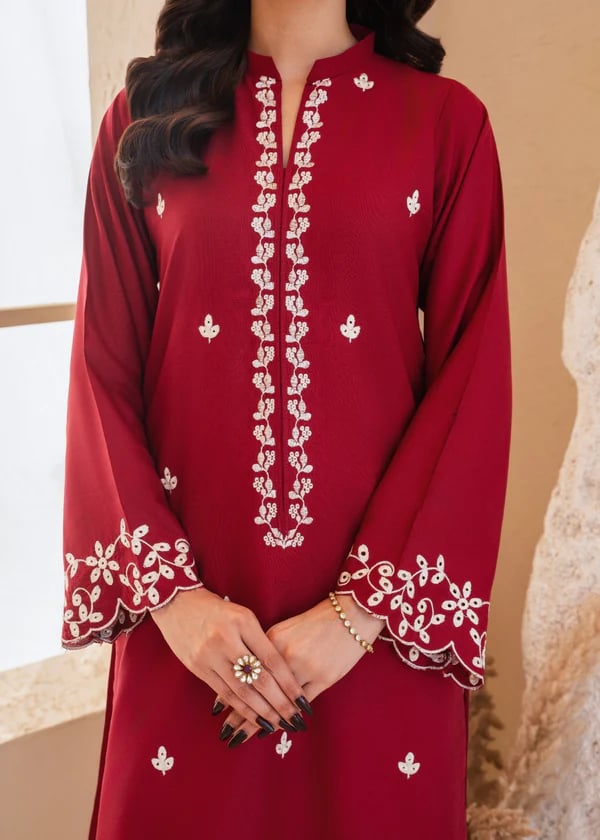 New Arrival – Elegant Red Embroidered Kurti Set thumbnail 8