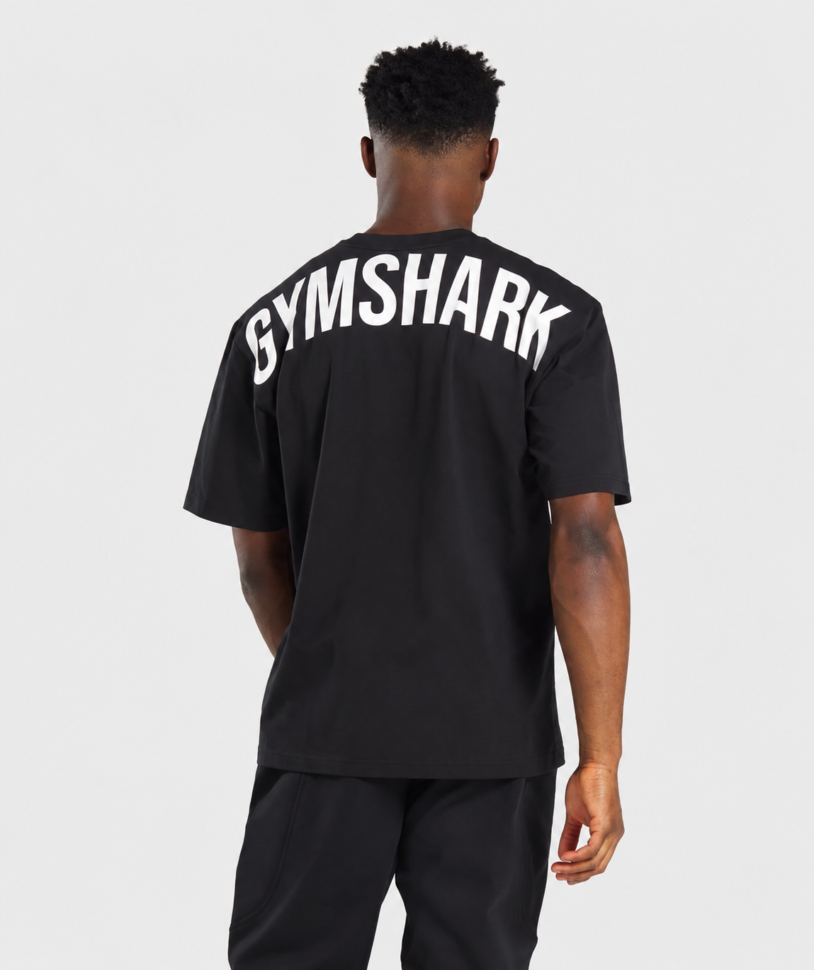 Gym*Shark Black White Logo Drop shoulder