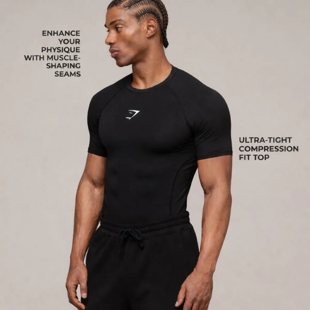 Gym*shark Half Sleeve White logo Compression