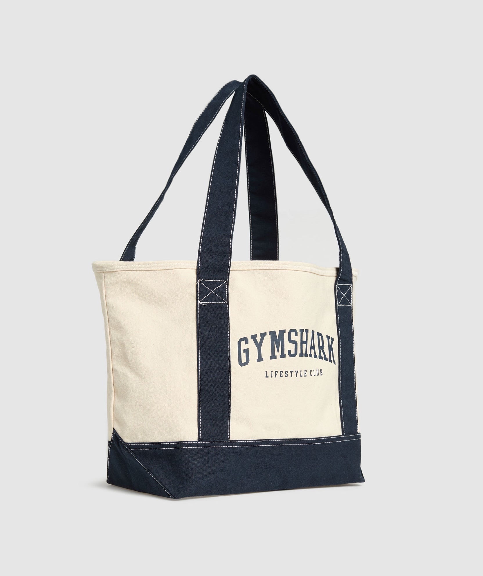 GYM*SHARK COLLEGIATE OVERSIZED TOTE- Oat White/Heavy Blue._img_4