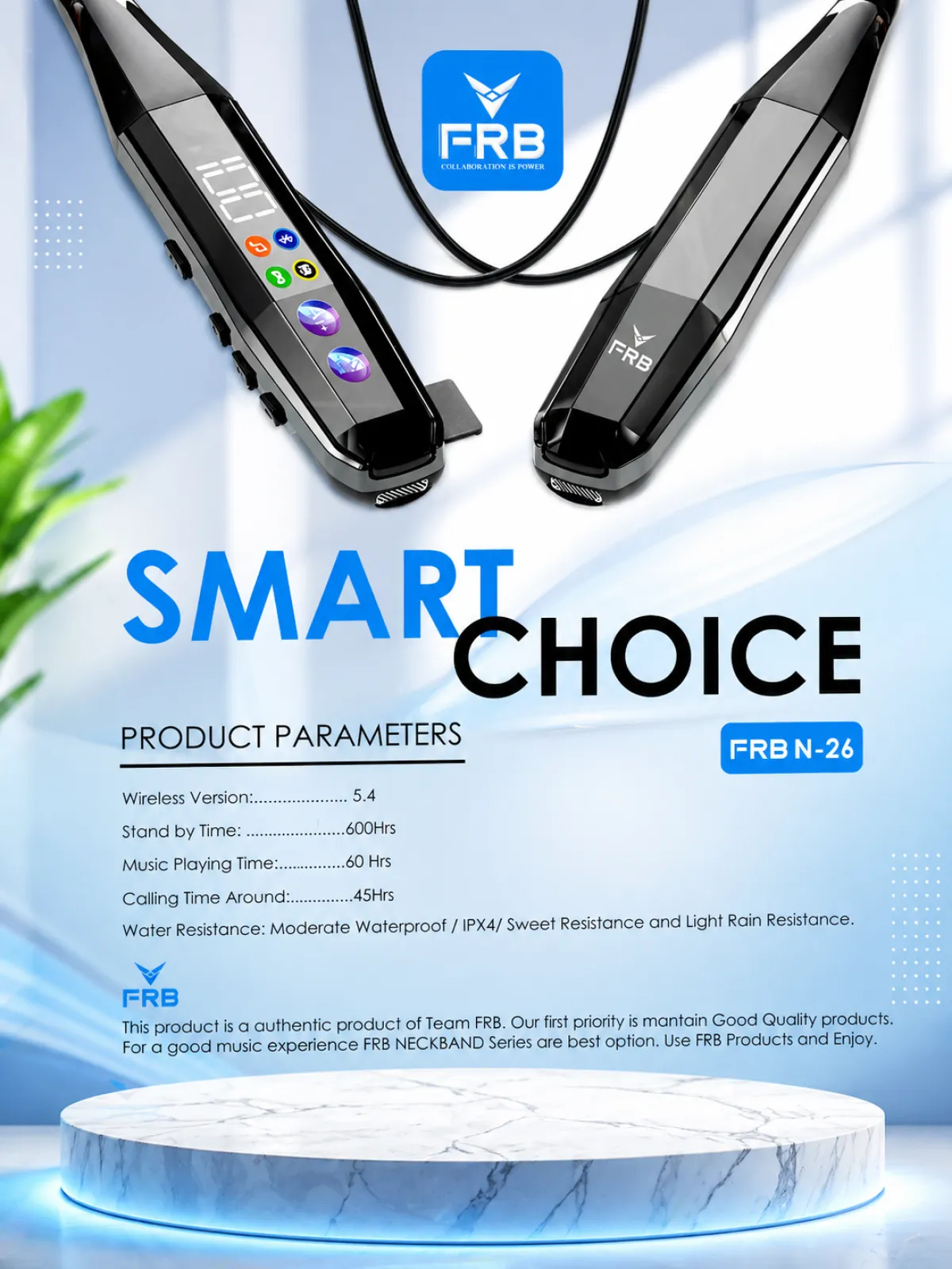 FRB N-26 Premium Wireless Bluetooth Neckband - Image 3