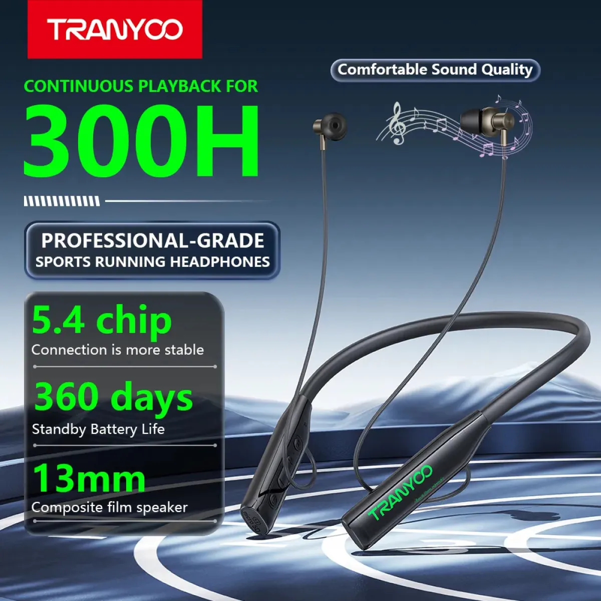 TRANYOO T-M31 Bluetooth Neckband Earphone - Image 4
