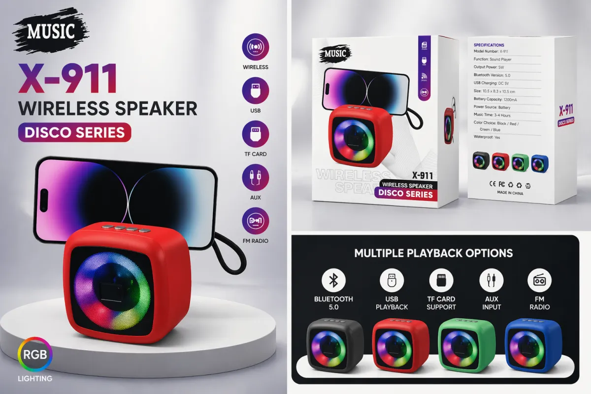X911 Bluetooth RGB Speaker – Wireless Portable Sound System - Image 1