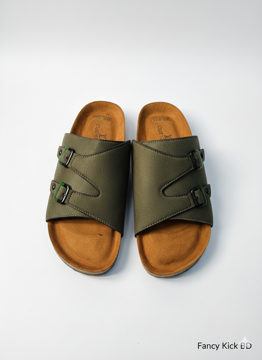 Dual-Strap olive Men's Slides