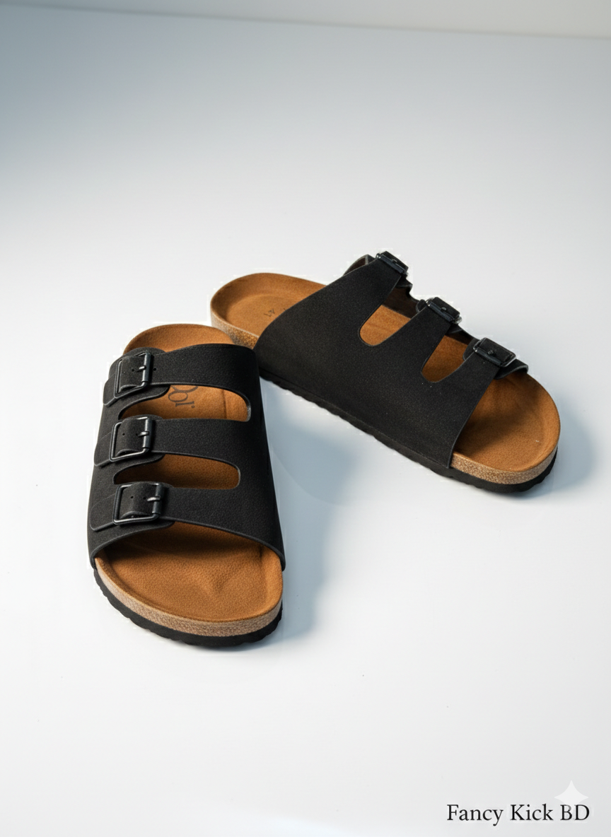 Three-Strap black "Arizonaa" Style Sandals