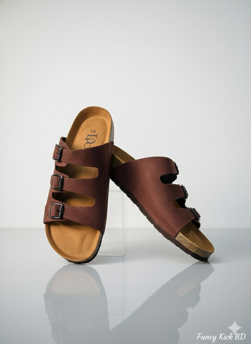 Three-Strap maroon "Arizonaa" Style Sandals