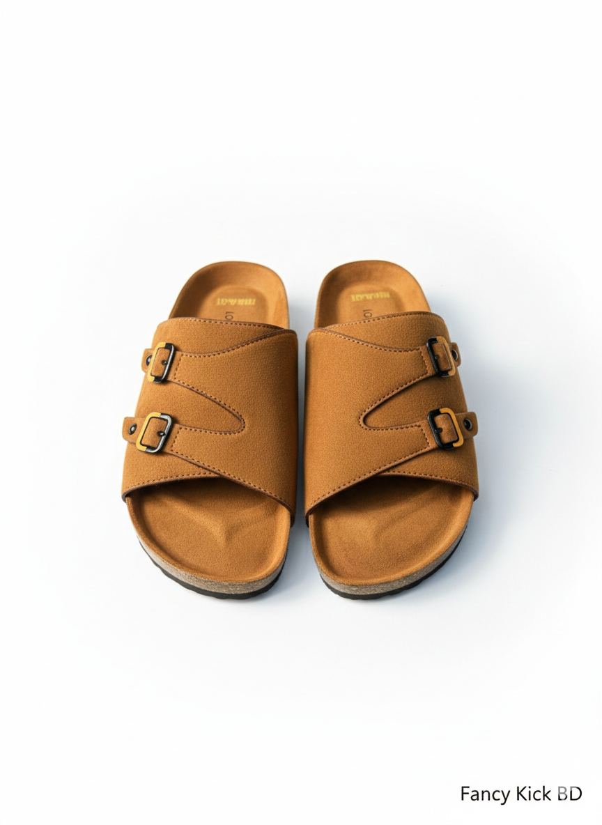 Dual-Strap brown Men's Slides