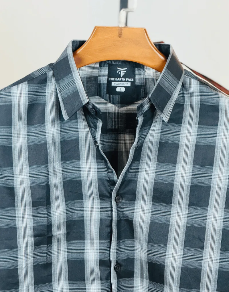 Black & Grey Premium Check Casual Shirt