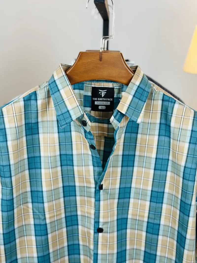 Ocean Blue Check Casual Shirt